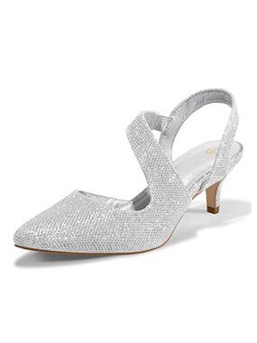 Women's 2 Inch Kitten Heel Slingback Pumps Pointed Toe Wedding Dress Shoes